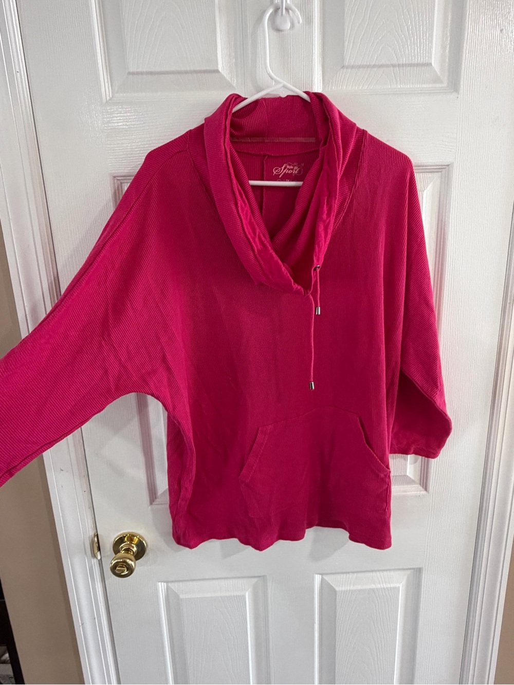 Sporto Hot Pink Cowl Neck Pullover Hoodie